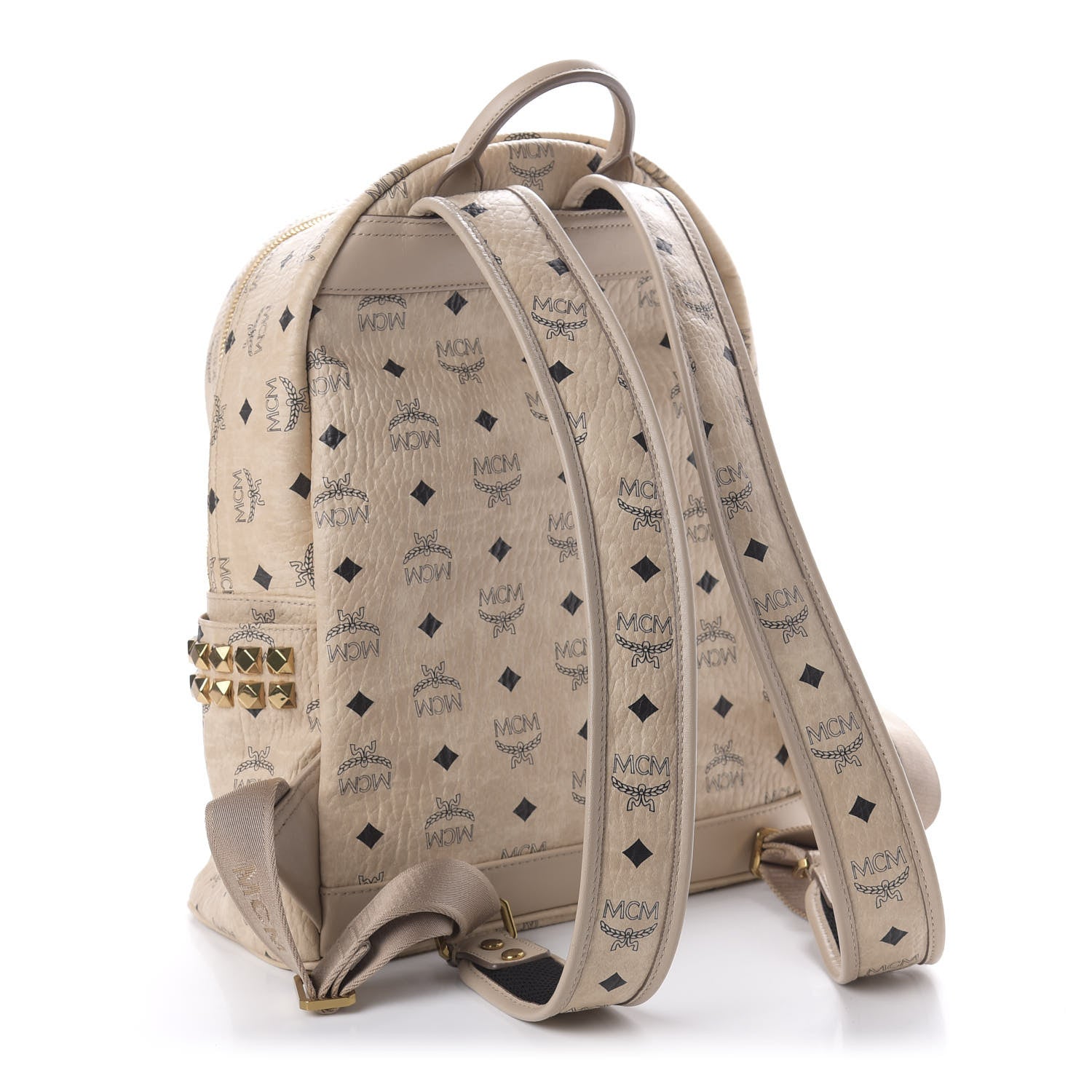 MCM Visetos Small Side Stud Stark Backpack Beige 2 of 8