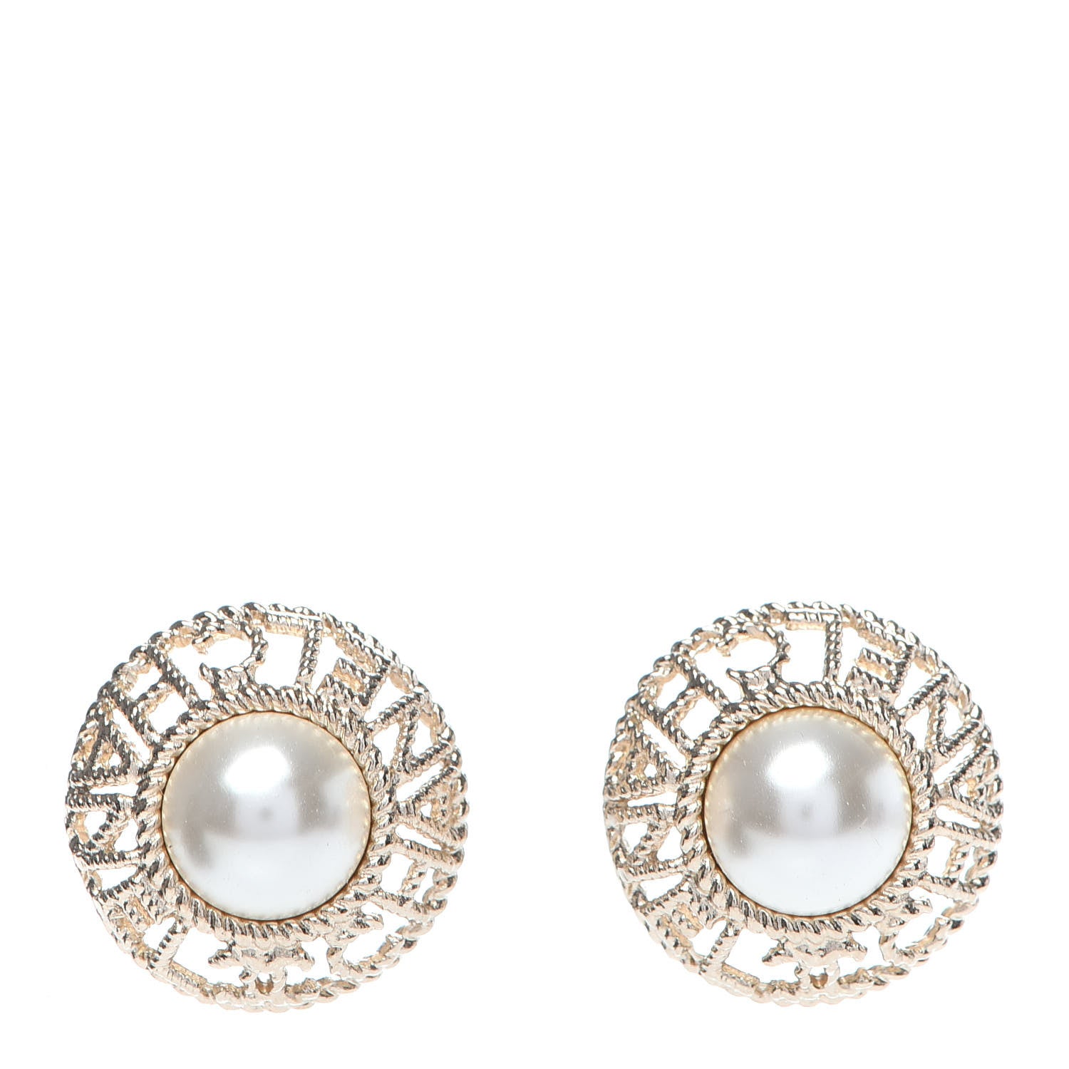 Chanel Pearl CC Round Rope Logo Earrings Gold 1 of 5