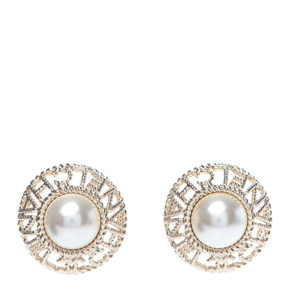 Chanel Pearl CC Round Rope Logo Earrings Gold 1 of 5