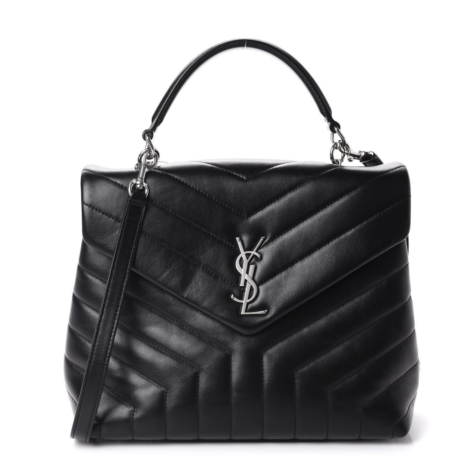 Saint Laurent Calfskin Y Quilted Monogram Medium Loulou Satchel Black 1 of 10