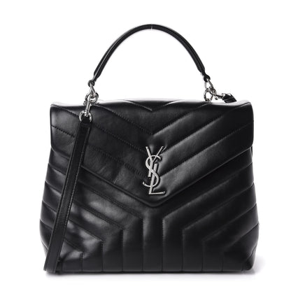 Saint Laurent Calfskin Y Quilted Monogram Medium Loulou Satchel Black 1 of 10