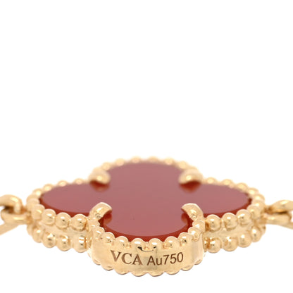 Van Cleef & Arpels 18K Yellow Gold Carnelian Hammered 5 Motifs Vintage Alhambra Bracelet 3 of 3