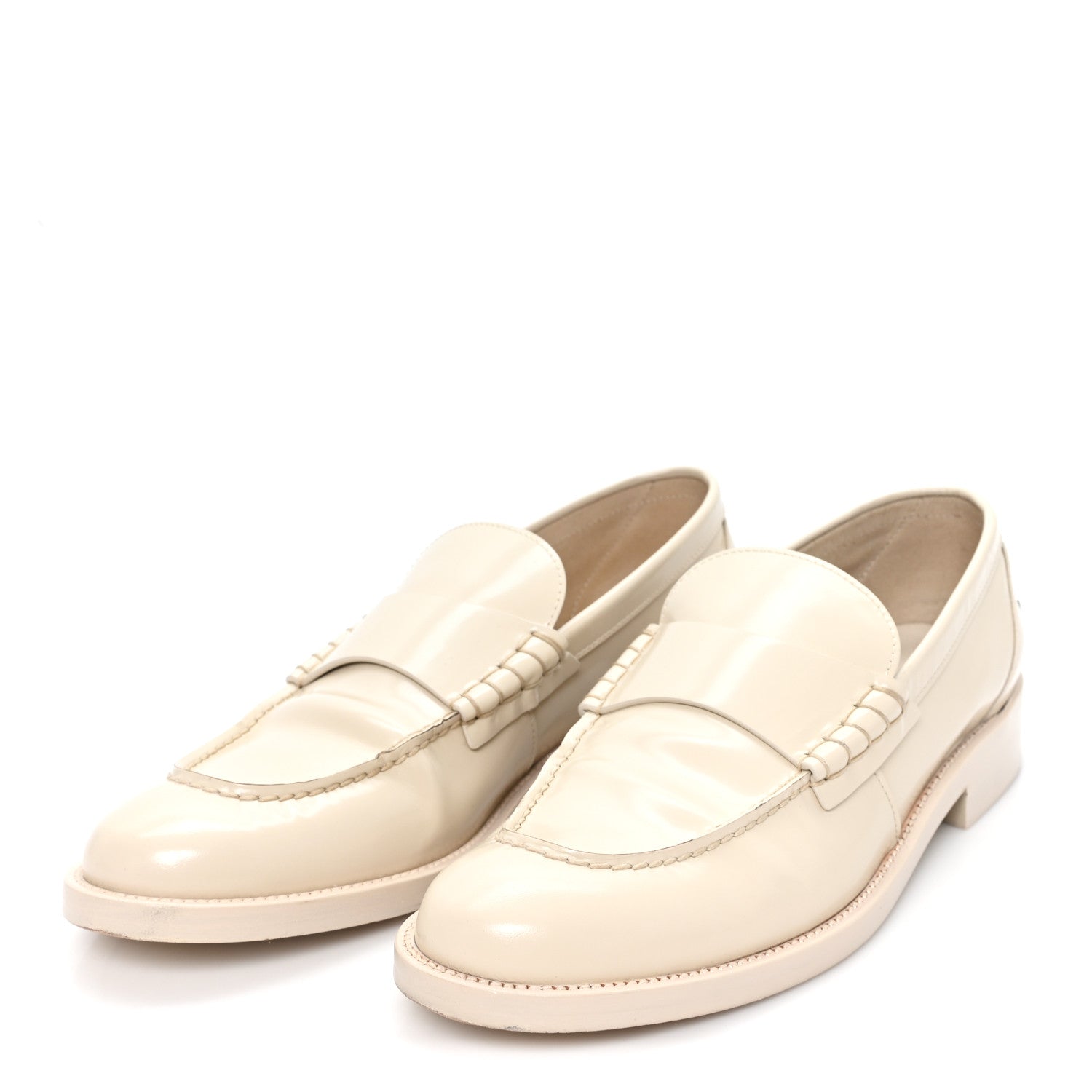 Chanel Shiny Calfskin Logo Loafers 40 Light Beige 4 of 10