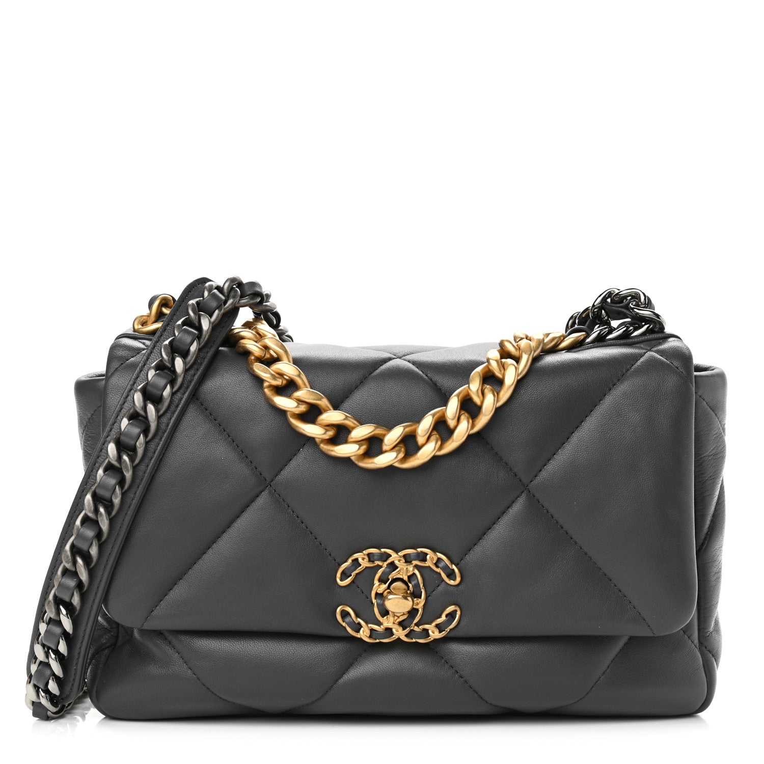 Chanel Lambskin Quilted Medium Chanel 19 Flap Dark Grey 1 of 11