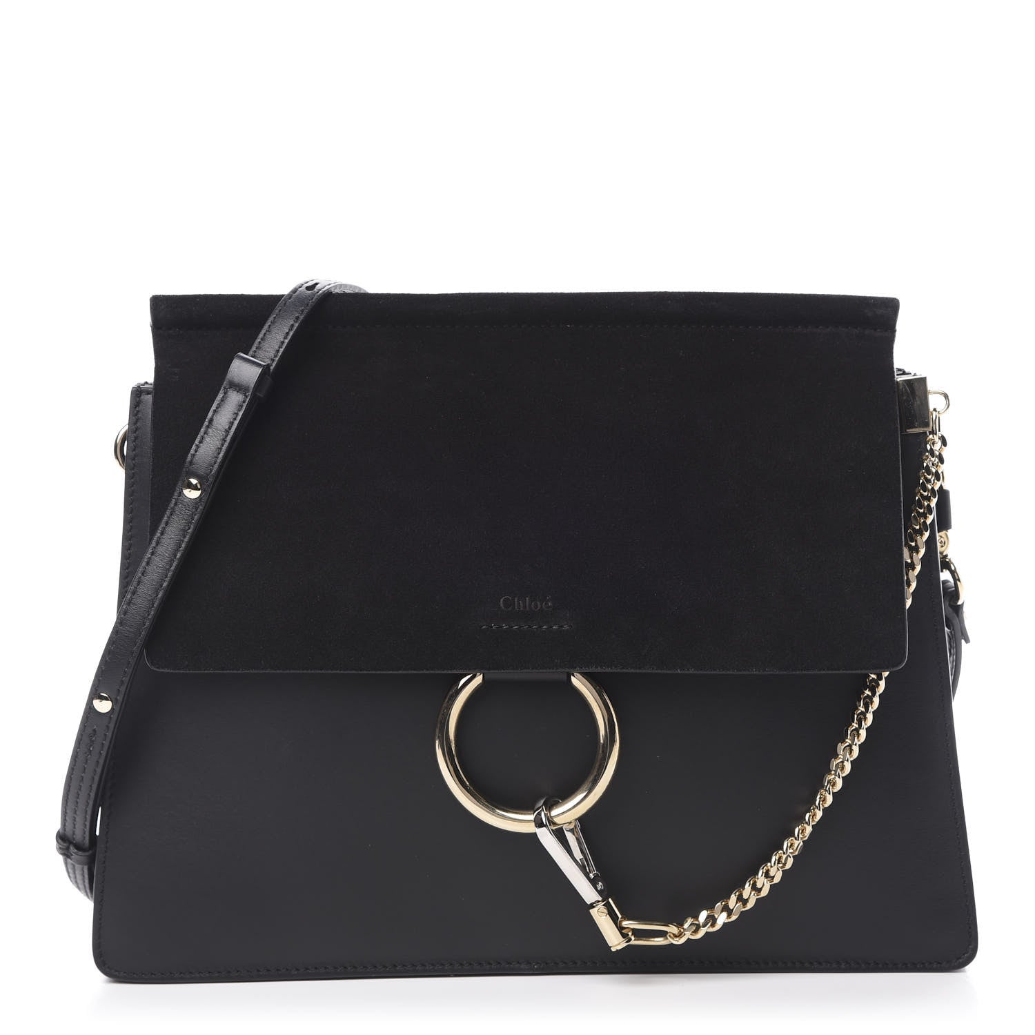 Chloe Suede Calfskin Medium Faye Shoulder Bag Black 1 of 12