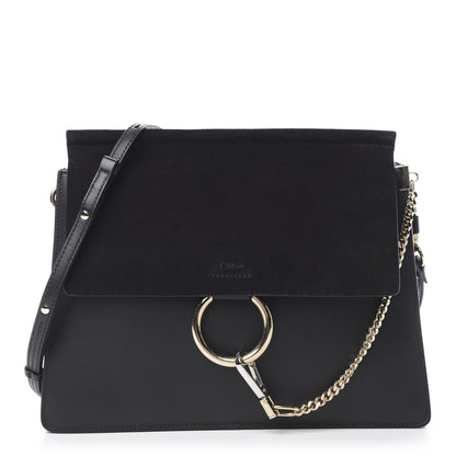 Chloe Suede Calfskin Medium Faye Shoulder Bag Black 1 of 12