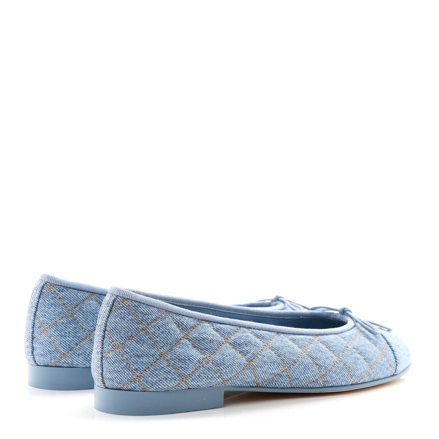 Chanel Denim Quilted CC Cap Toe Ballerina Flats 38 Light Blue 5 of 10