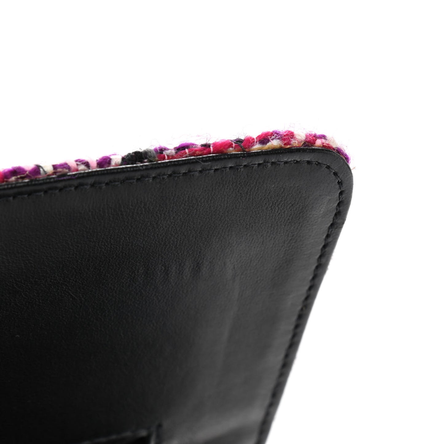 Tweed Quilted Medium Double Flap Pink Black