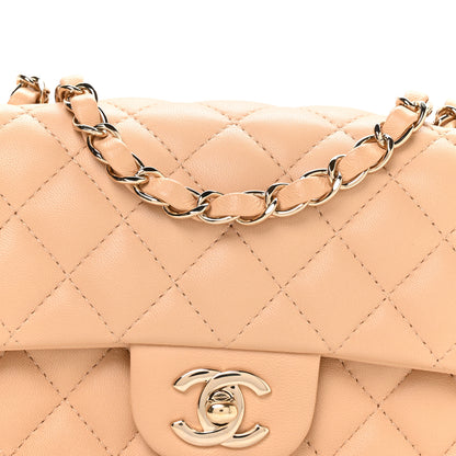 Chanel Lambskin Quilted Mini Rectangular Flap Beige 8 of 11