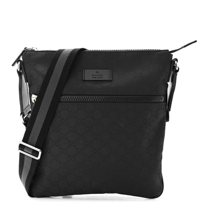 Gucci Nylon Monogram Small Flat Messenger Bag Black 1 of 10