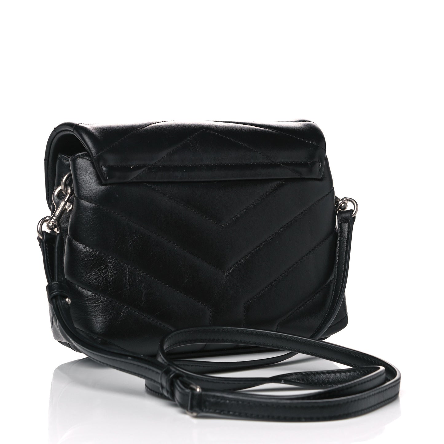 Calfskin Y Quilted Monogram Toy Loulou Crossbody Bag Black