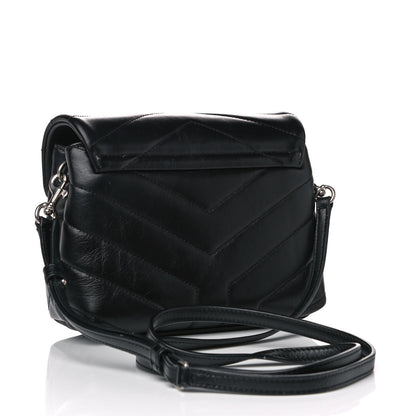 Saint Laurent Calfskin Y Quilted Monogram Toy Loulou Crossbody Bag Black 3 of 14