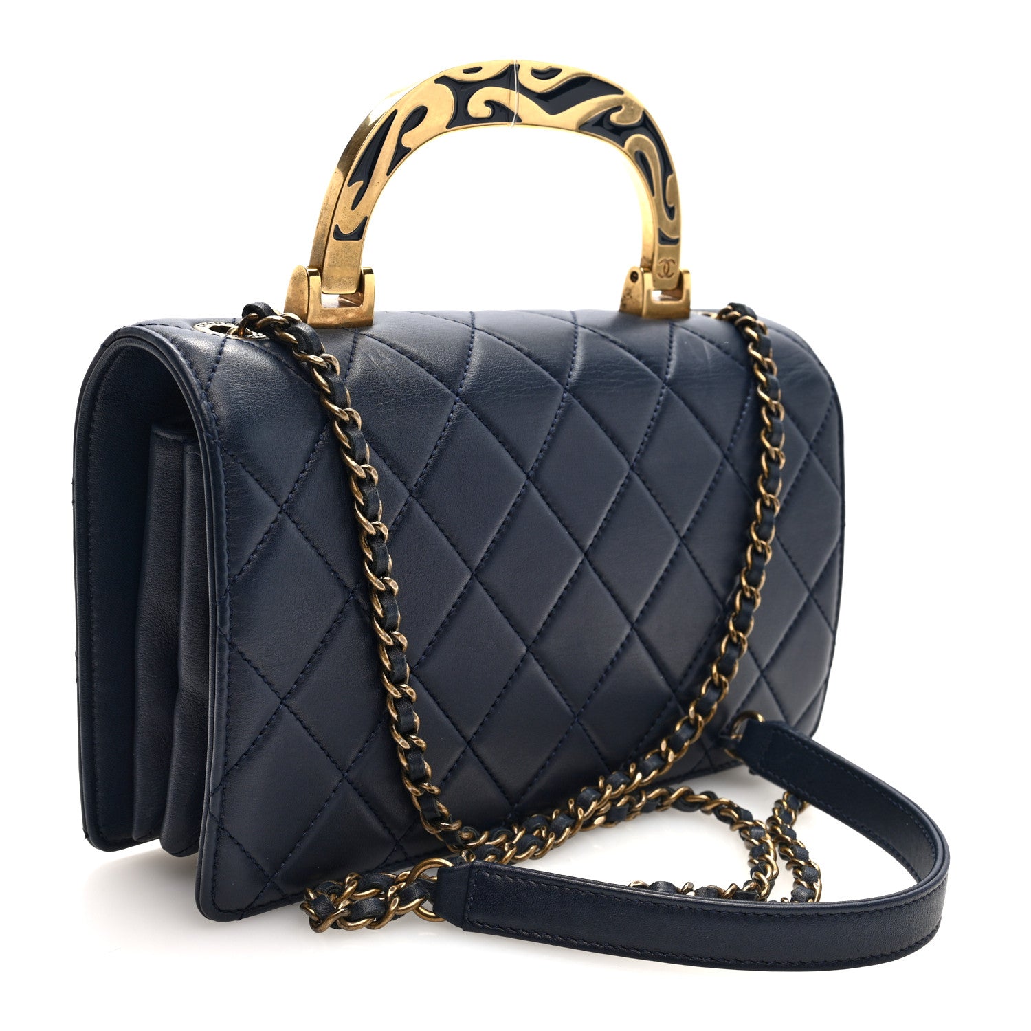 Chanel Lambskin Quilted Small Art Nouvelle Flap Bag Navy 3 of 10