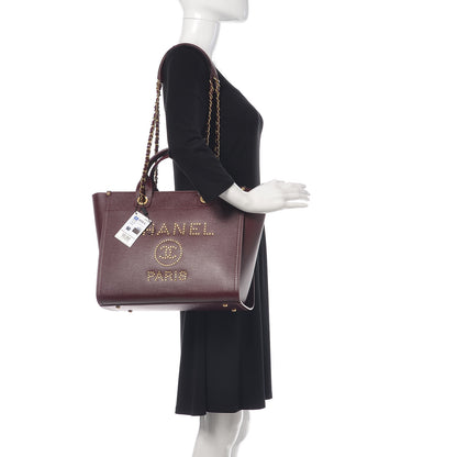 Chanel Caviar Small Studded Deauville Tote Burgundy 3 of 11