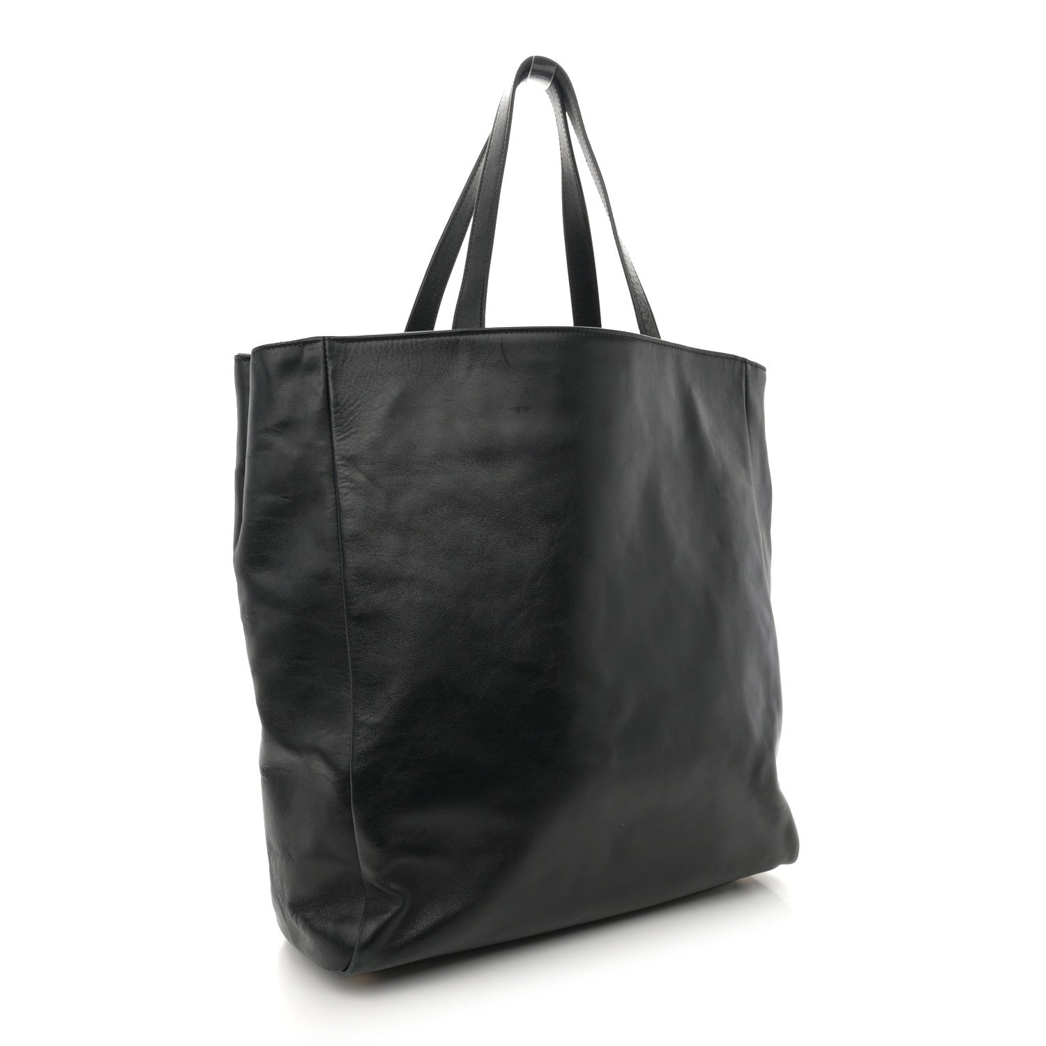 Saint Laurent Calfskin Suede North South Reversible Shopping Tote Black 4 of 16