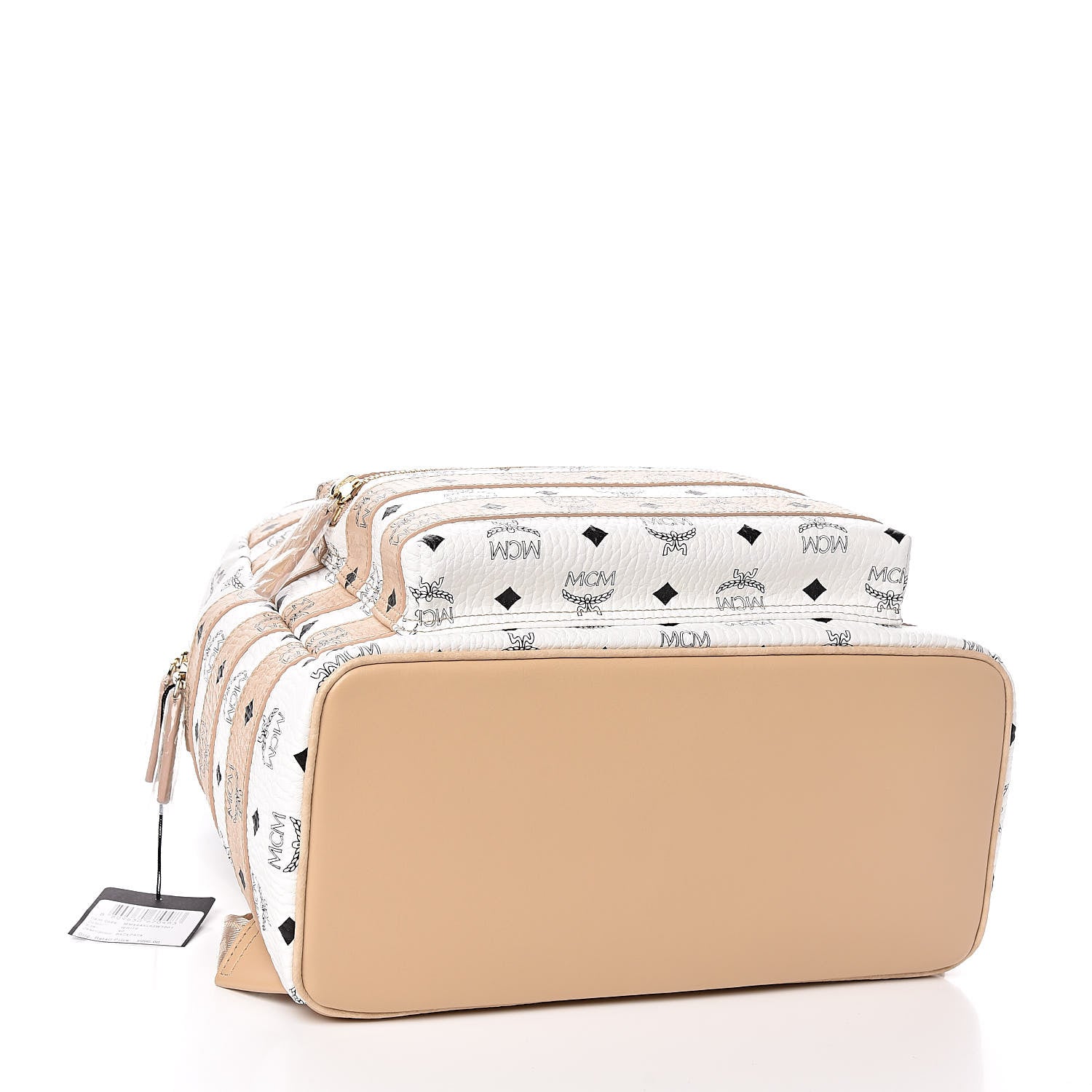MCM Metallic Visetos Striped Medium Stark Backpack White Beige 4 of 11