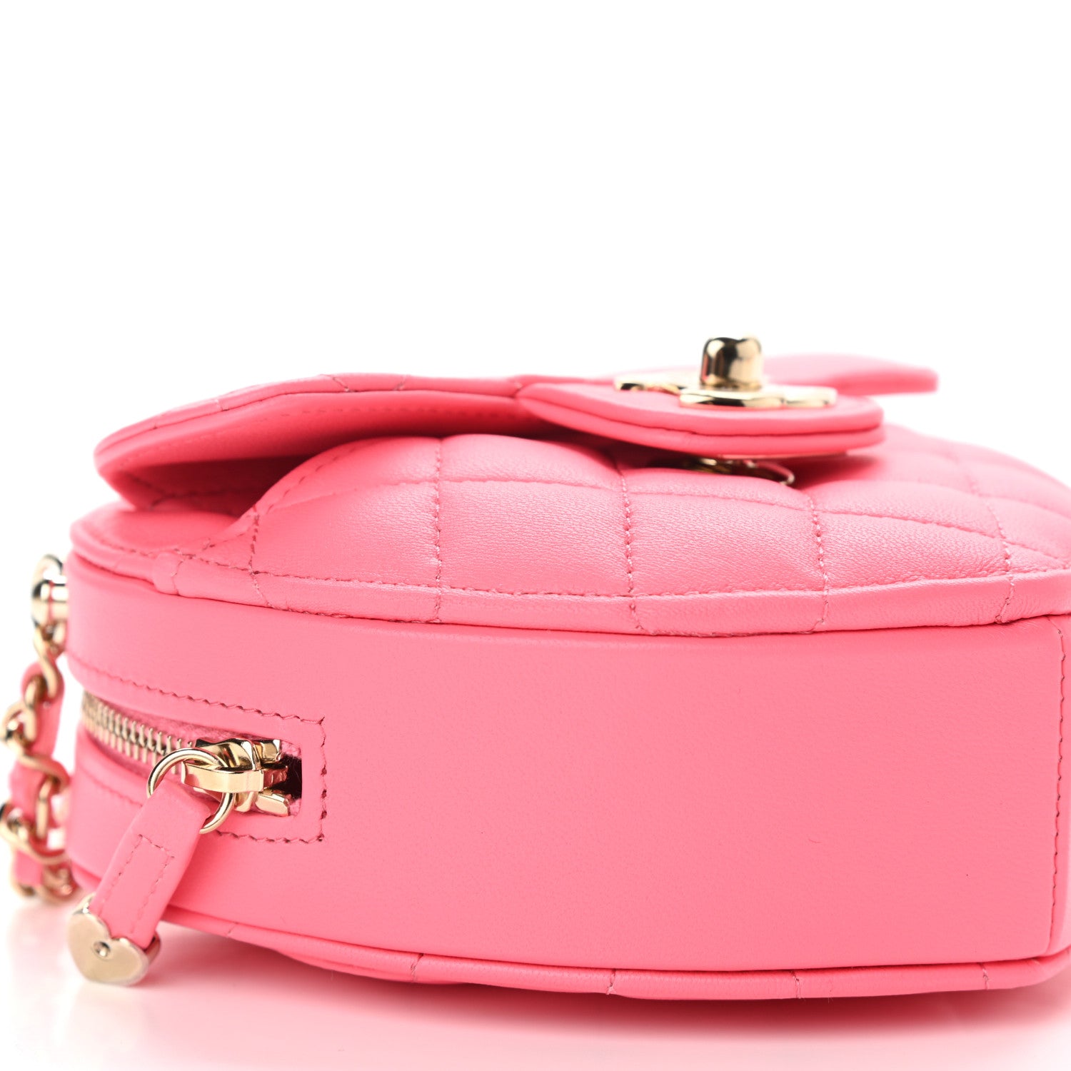 Chanel Lambskin Quilted CC In Love Heart Clutch With Chain Pink 9 of 13