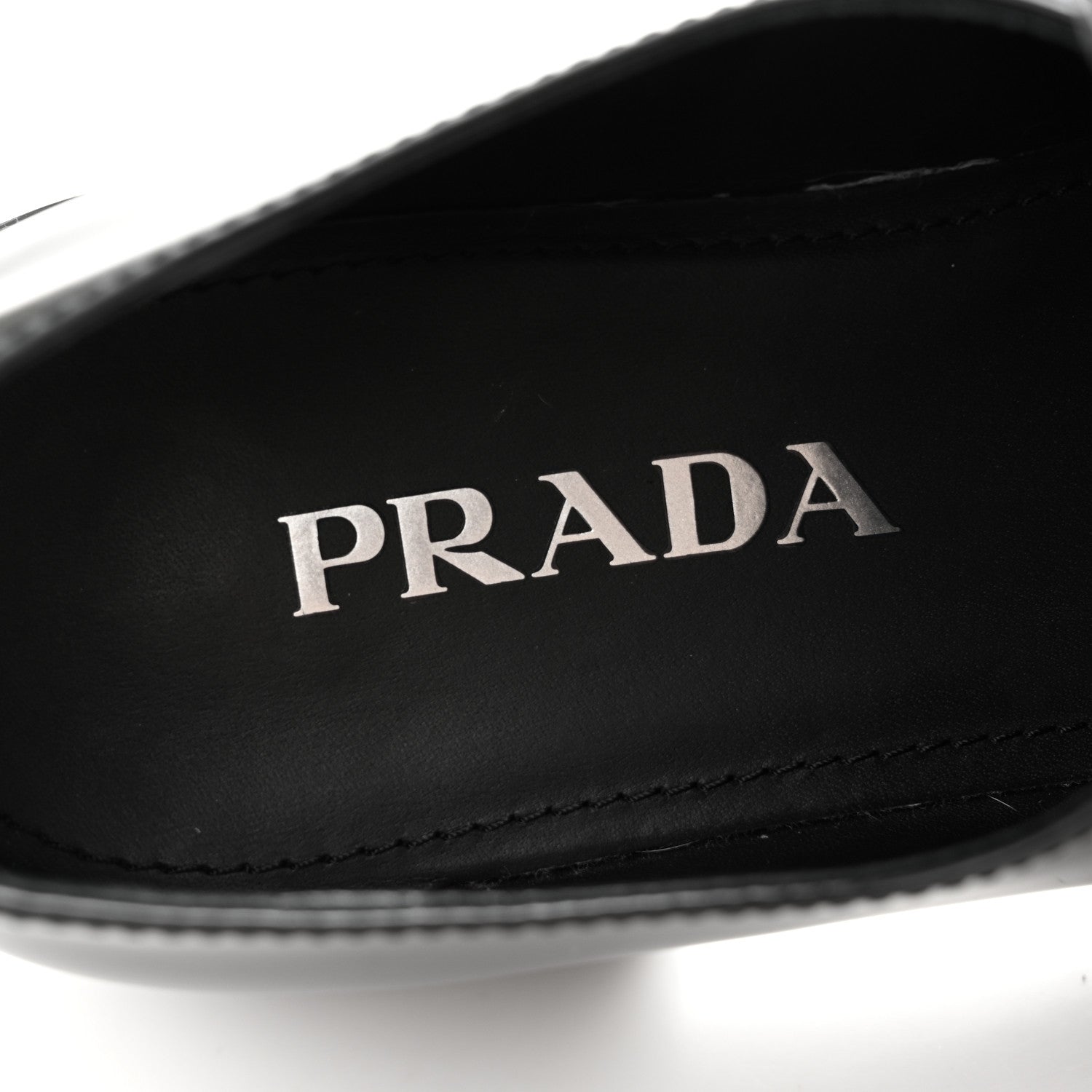 Prada Spazzolato Metal Triangle Logo 50mm Loafers 39 Black 7 of 10