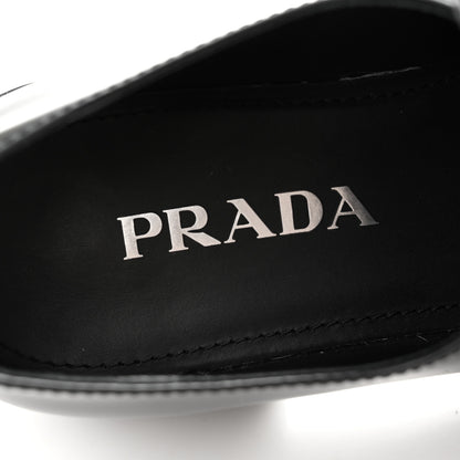 Prada Spazzolato Metal Triangle Logo 50mm Loafers 39 Black 7 of 10