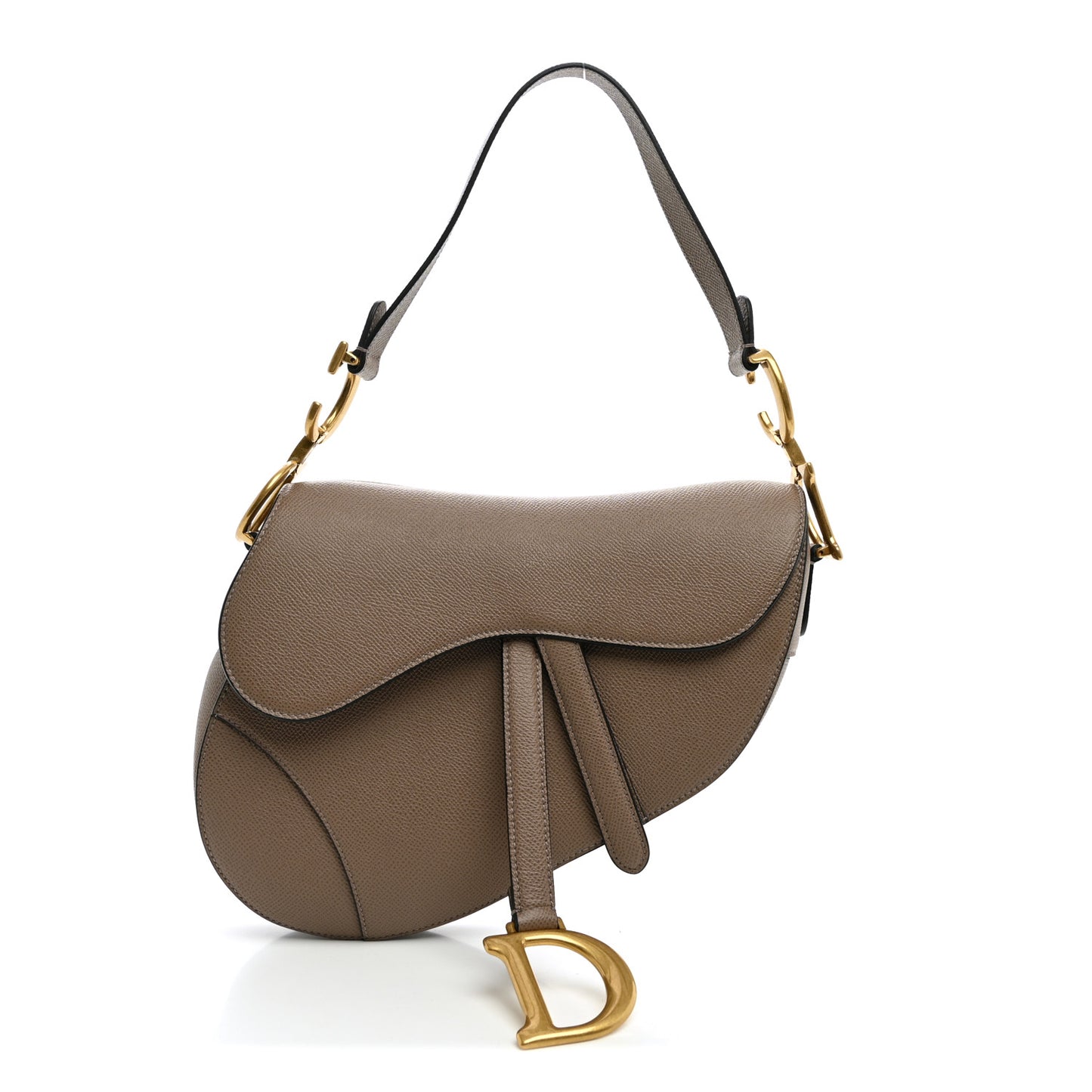 Grained Calfskin Saddle Bag Warm Taupe