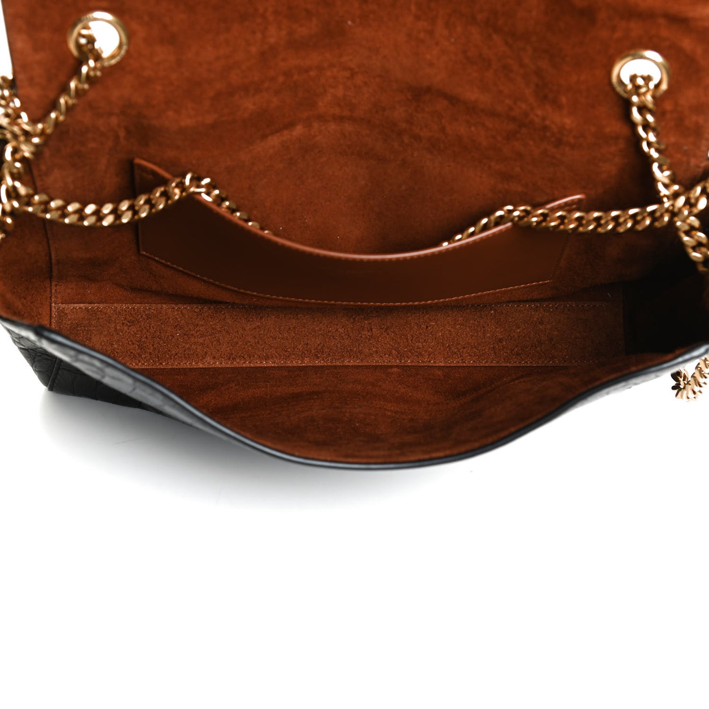 Calfskin Crocodile Embossed Suede Medium Reversible Monogram Kate Satchel Military Taupe