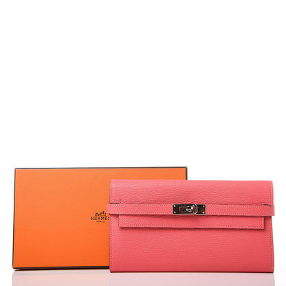 Hermes Chevre Mysore Kelly Longue Wallet Rose Lipstick 10 of 13