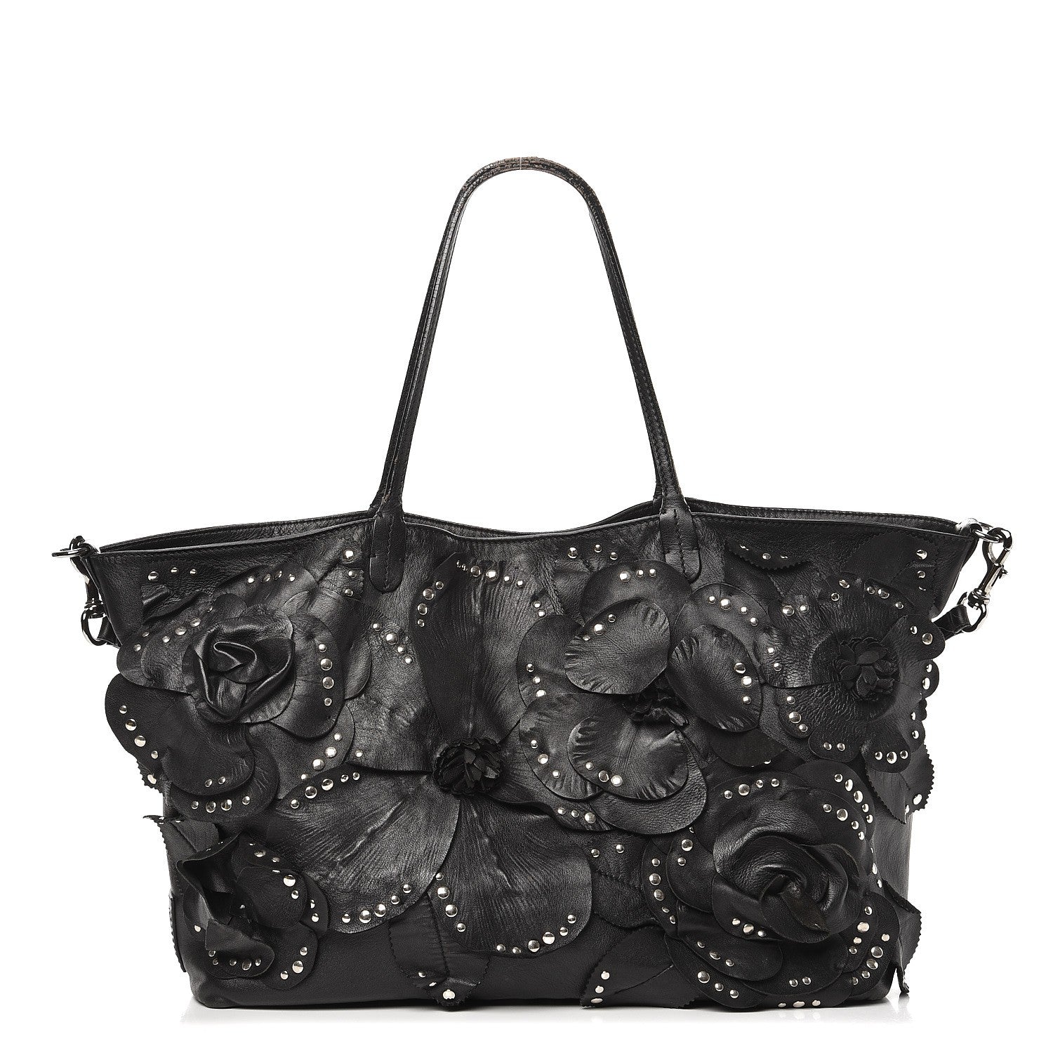 Valentino Garavani Nappa Studded Rosette Tote Black 1 of 16