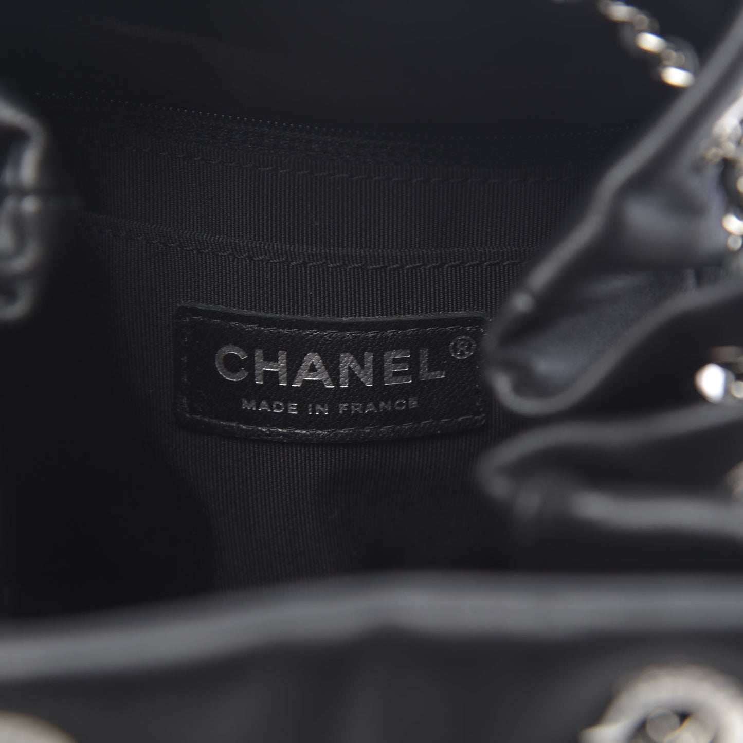 Lambskin Quilted Mini CC Chain Bucket Bag Black