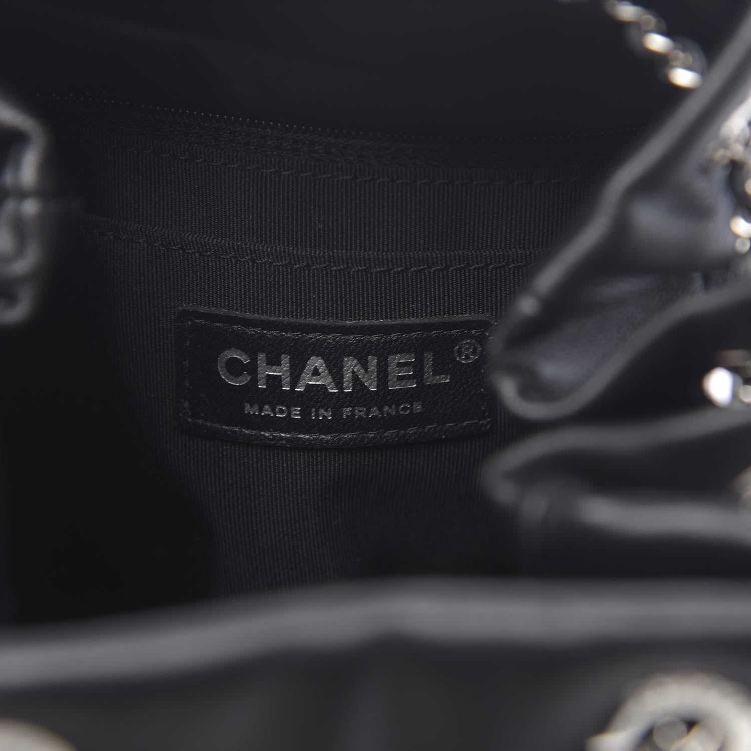 Chanel Lambskin Quilted Mini CC Chain Bucket Bag Black 6 of 10