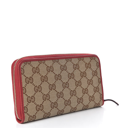 Gucci Monogram Dollar Calfskin Zip Around Wallet Beige Ebony Rosso 3 of 8