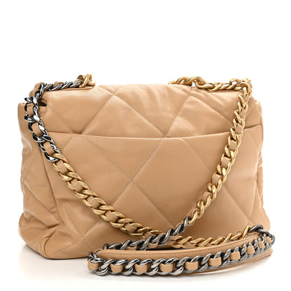 Chanel Lambskin Quilted Large Chanel 19 Flap Dark Beige 2 of 9