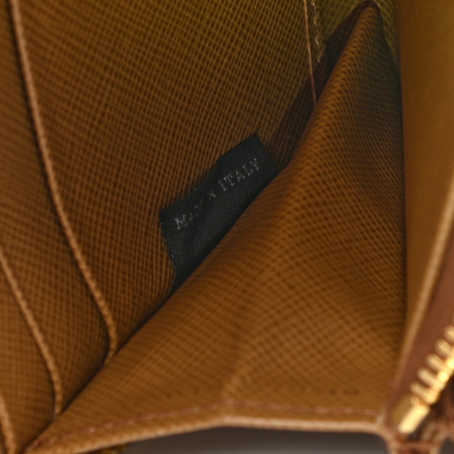 Saffiano Metal Zip Around Wallet Caramel