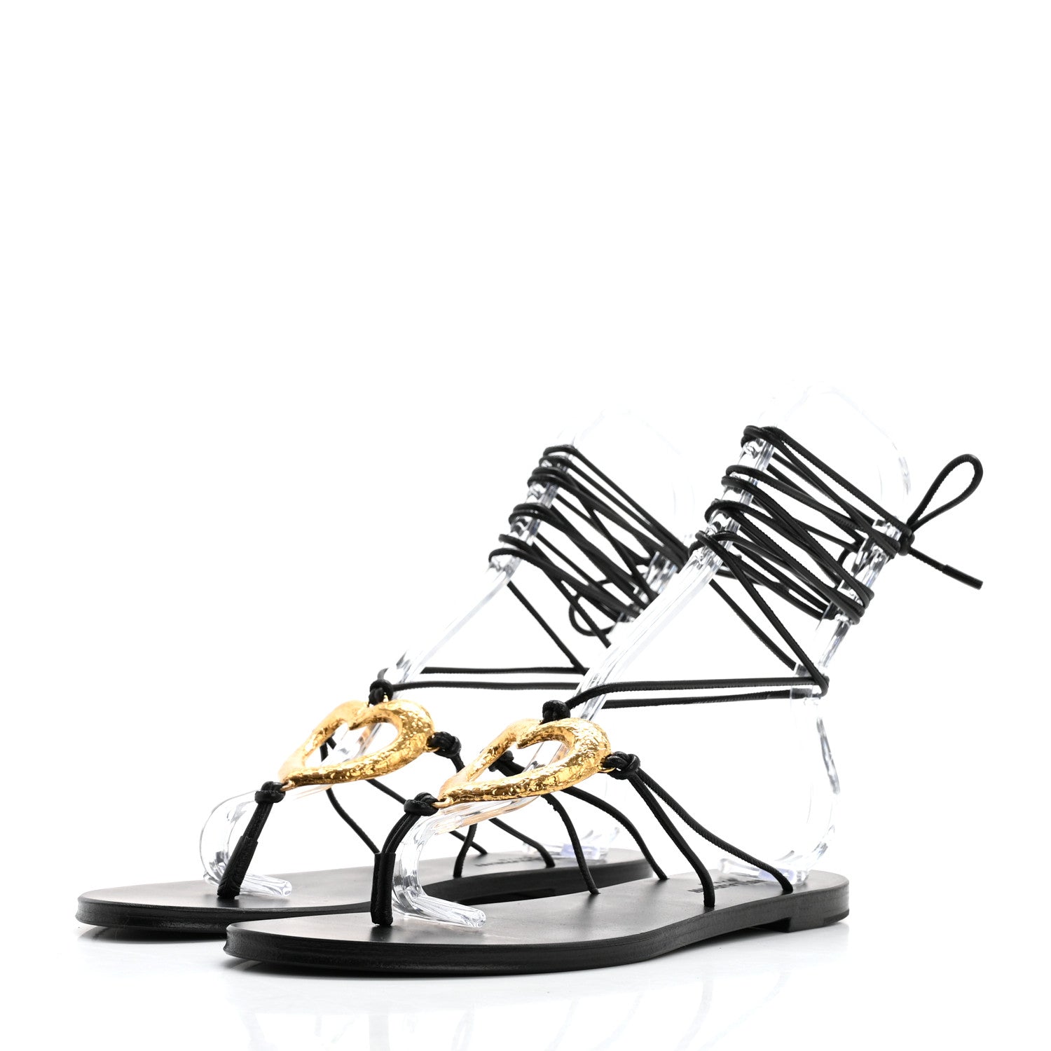 Saint Laurent Calfskin Can Flat Sandals 39 Black 3 of 9
