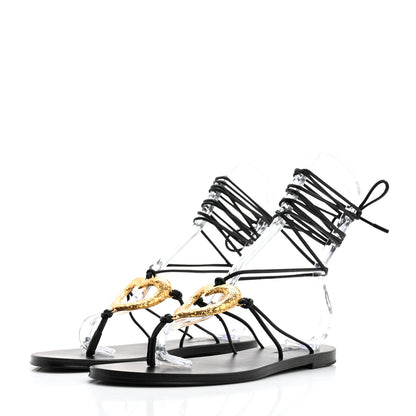 Saint Laurent Calfskin Can Flat Sandals 39 Black 3 of 9