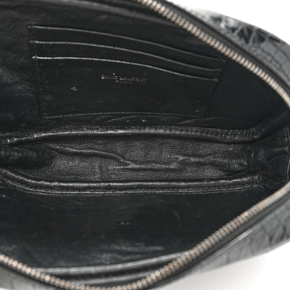 Saint Laurent Calfskin Crocodile Embossed Monogram Mini Lou Camera Bag Black 5 of 12