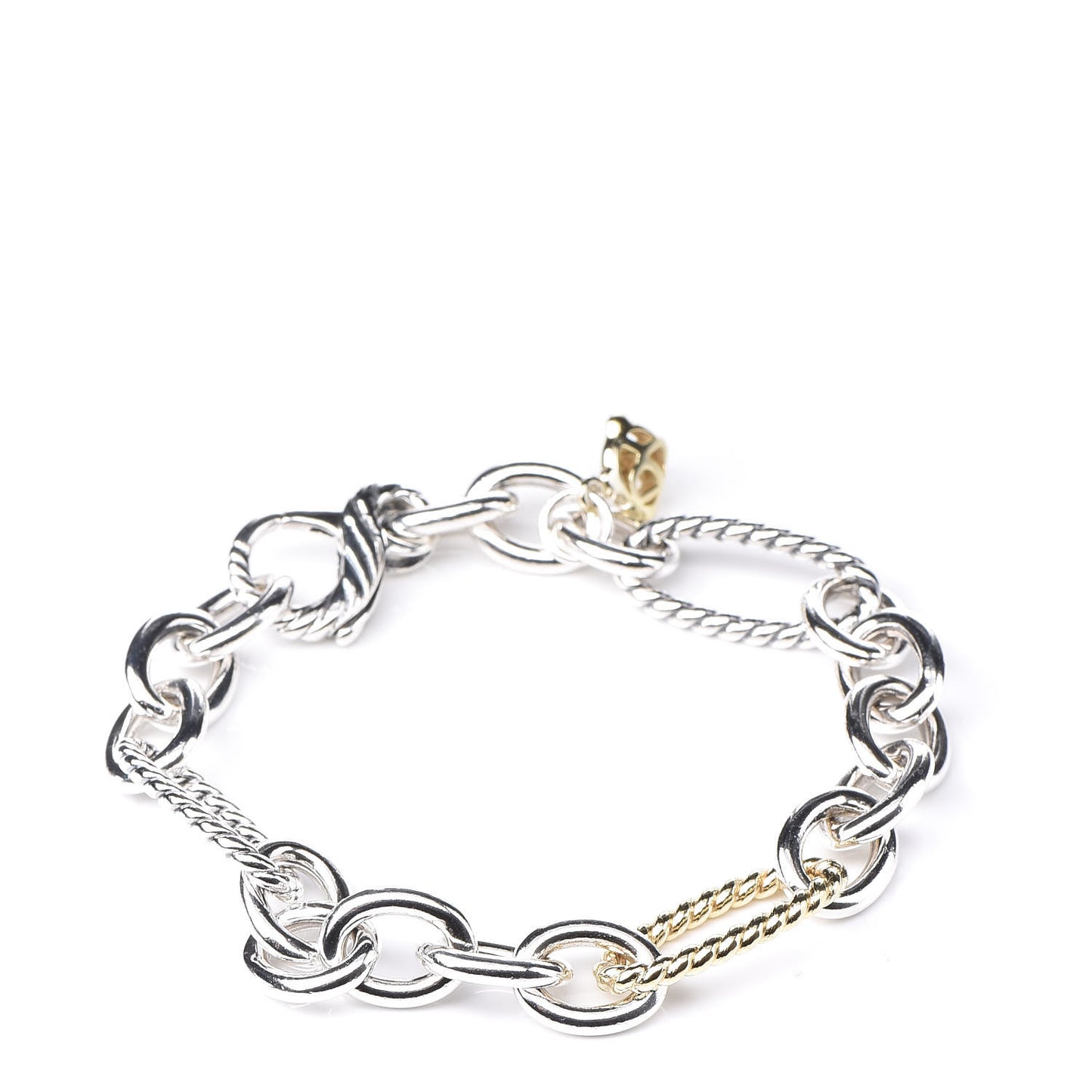 Sterling Silver 18K Yellow Gold Figaro Link Bracelet