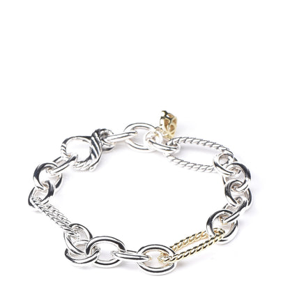 David Yurman Sterling Silver 18K Yellow Gold Figaro Link Bracelet 3 of 5