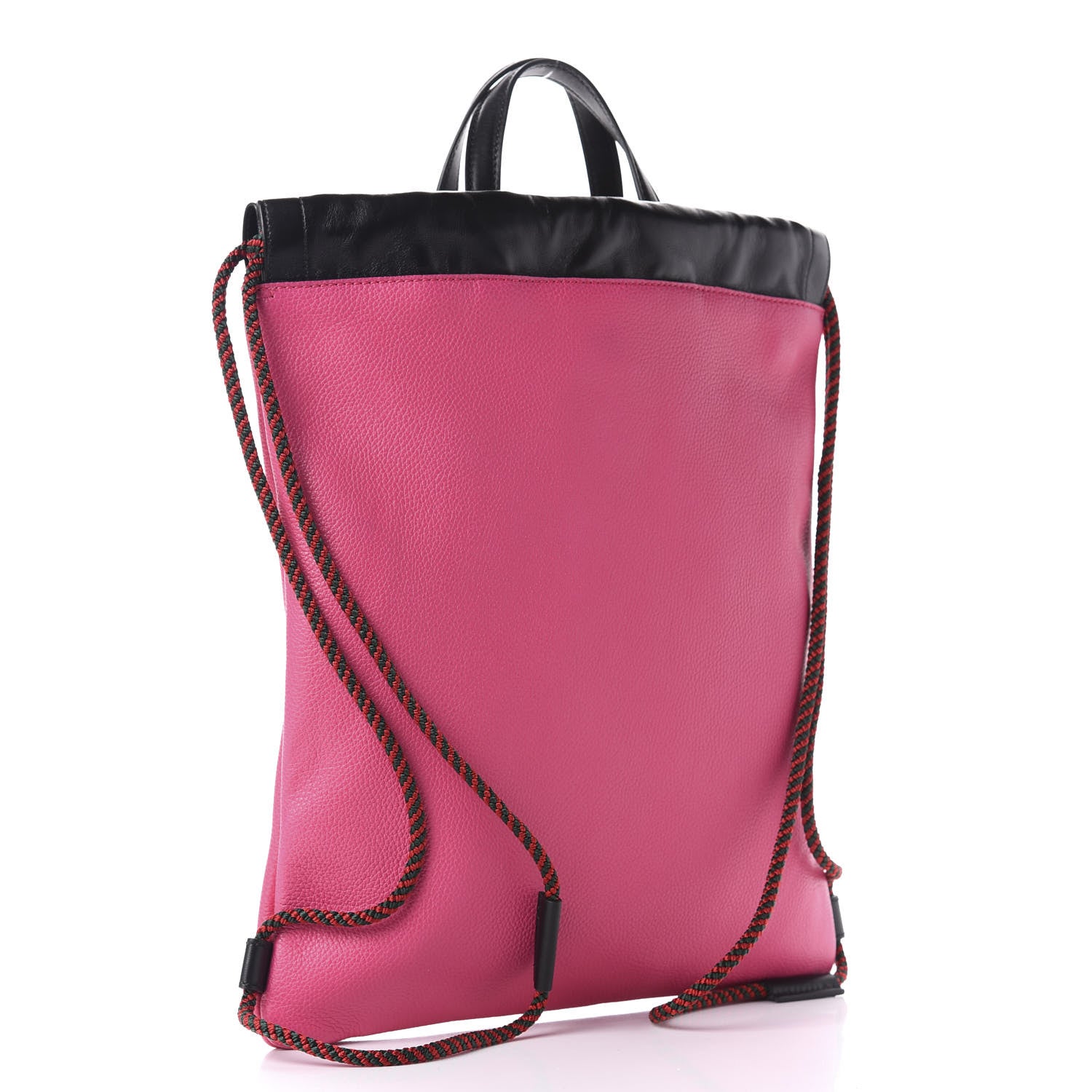 Gucci Grained Calfskin Logo Drawstring Backpack Box Pink Green Black 2 of 8