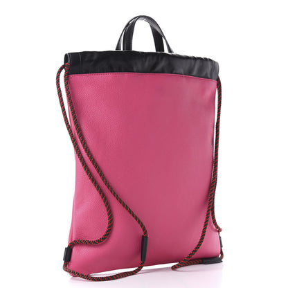 Gucci Grained Calfskin Logo Drawstring Backpack Box Pink Green Black 2 of 8