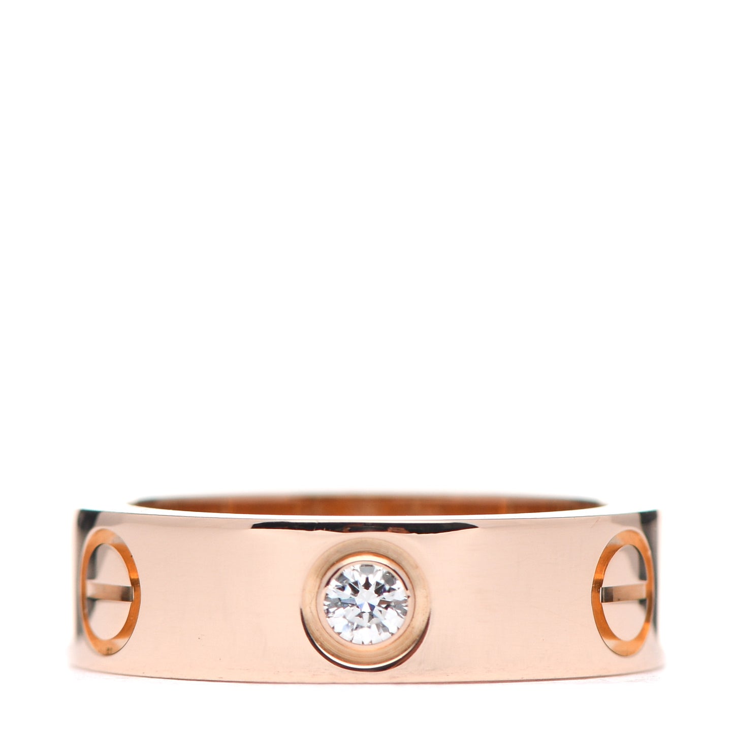 18K Pink Gold 3 Diamond 5.5mm LOVE Ring 51 5.75