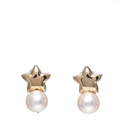 Mikimoto 18K Yellow Gold Akoya Pearl 6.5mm Star Screw Back Earrings 1 of 4