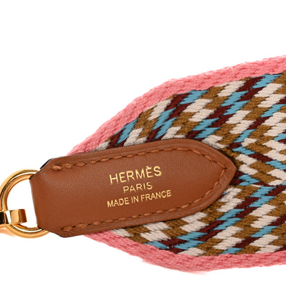 Hermes Toile Swift 50mm Sangle Cavale Shoulder Strap Rose d'Ete White Gold 4 of 6