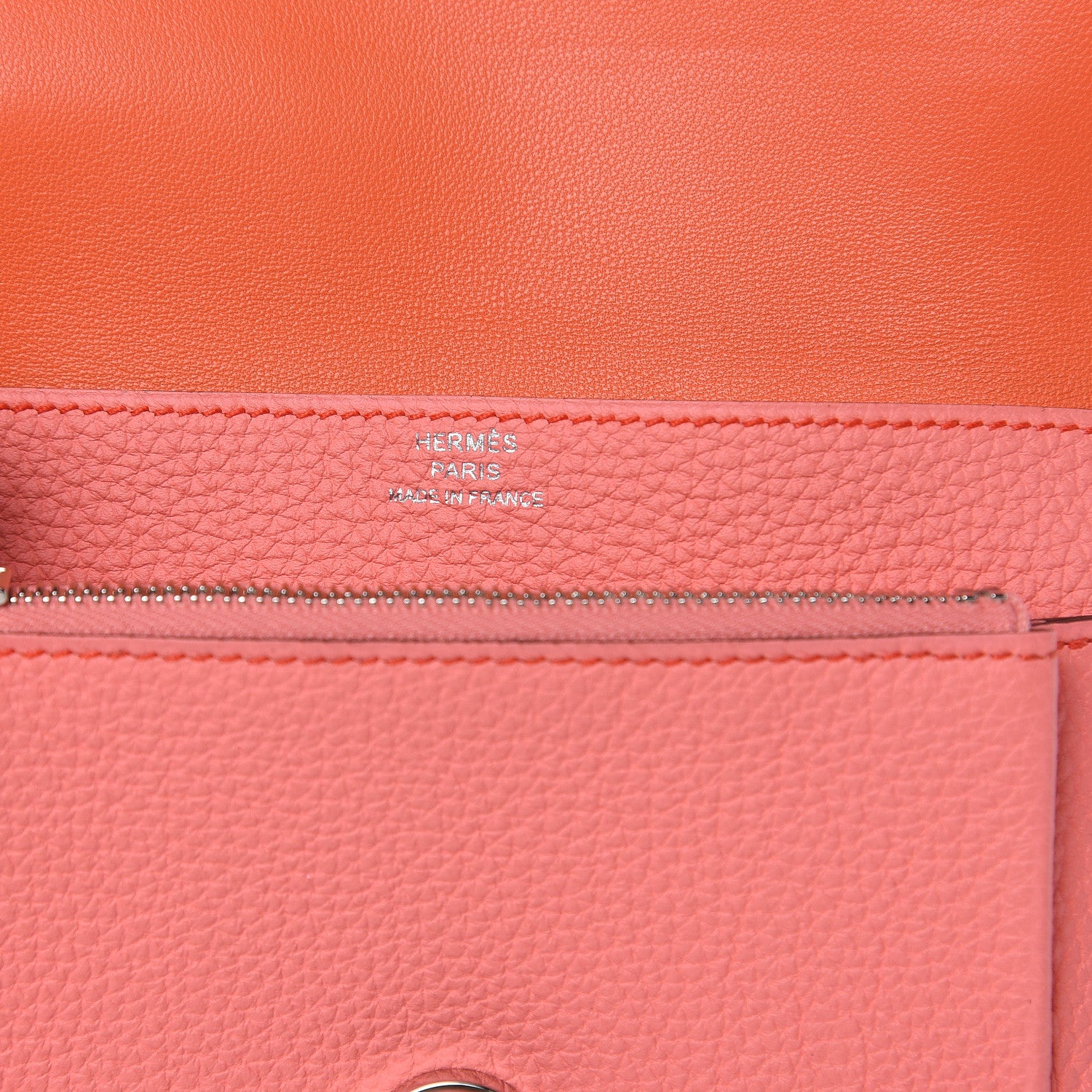 Hermes Togo Verso Dogon Compact Wallet Orange Poppy Rose Candy 6 of 7