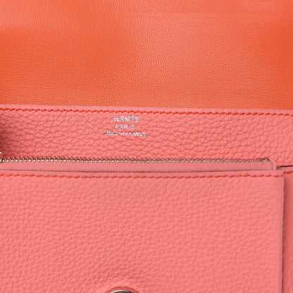 Hermes Togo Verso Dogon Compact Wallet Orange Poppy Rose Candy 6 of 7