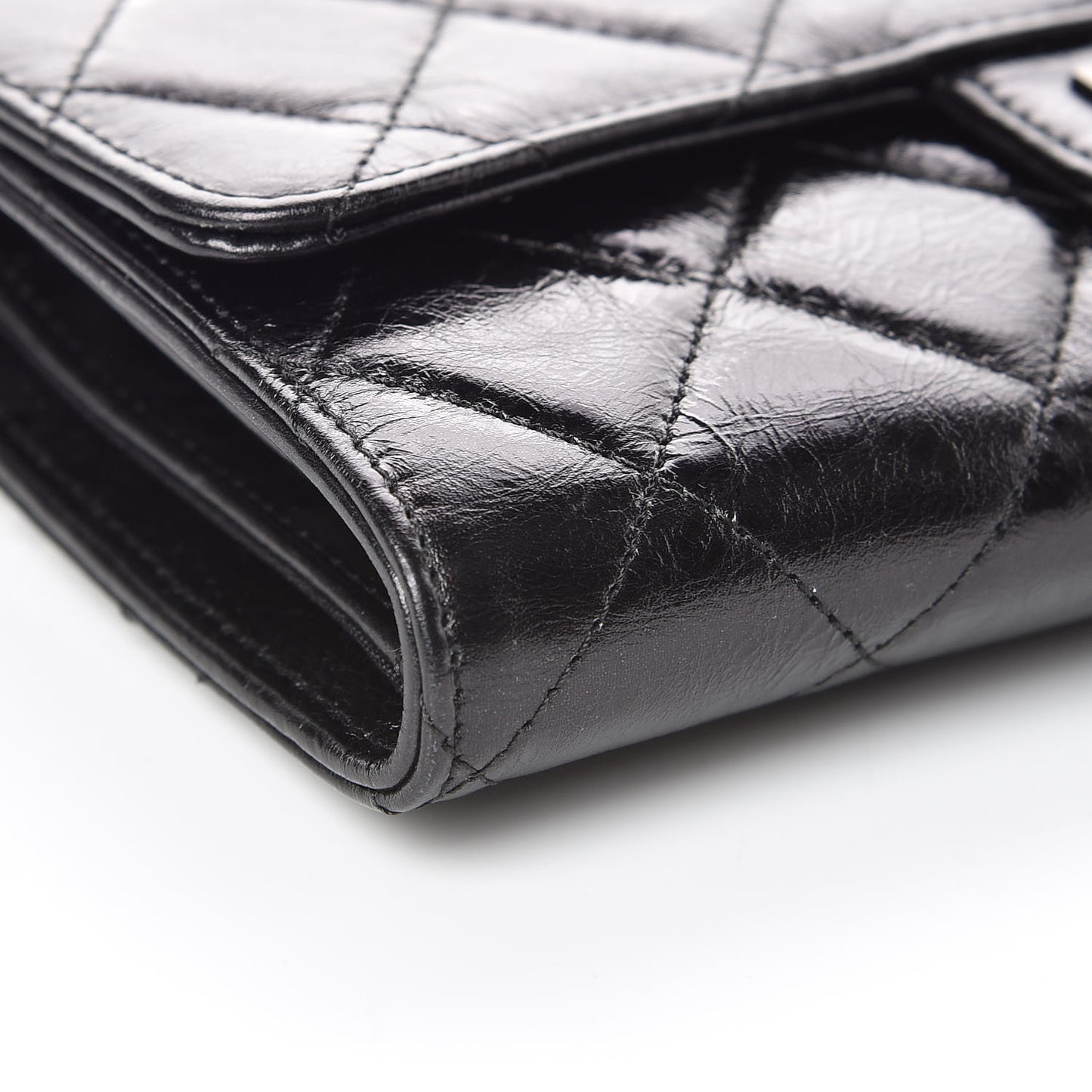 Glazed Calfskin Quilted Reissue Long Flap Wallet So Black