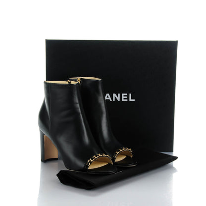 Chanel Lambskin CC Chain Short Boots 39 Black 8 of 8
