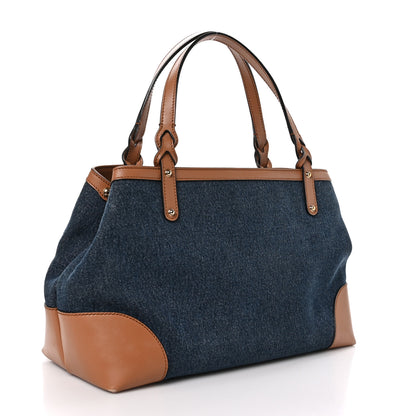 Gucci Denim Calfskin Tote Brown 3 of 12