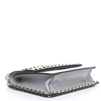 Valentino Garavani Pebbled Calfskin Rockstud Side Slip Crossbody Pastel Grey 3 of 8