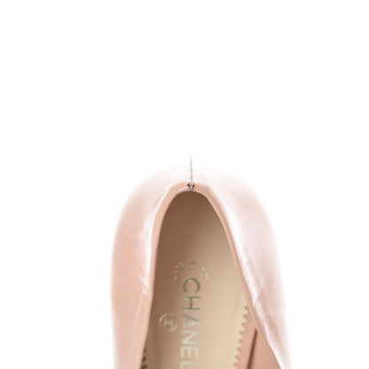 Chanel Lambskin Pearl Peep Toe Pumps 39.5 Beige Clair 11 of 12
