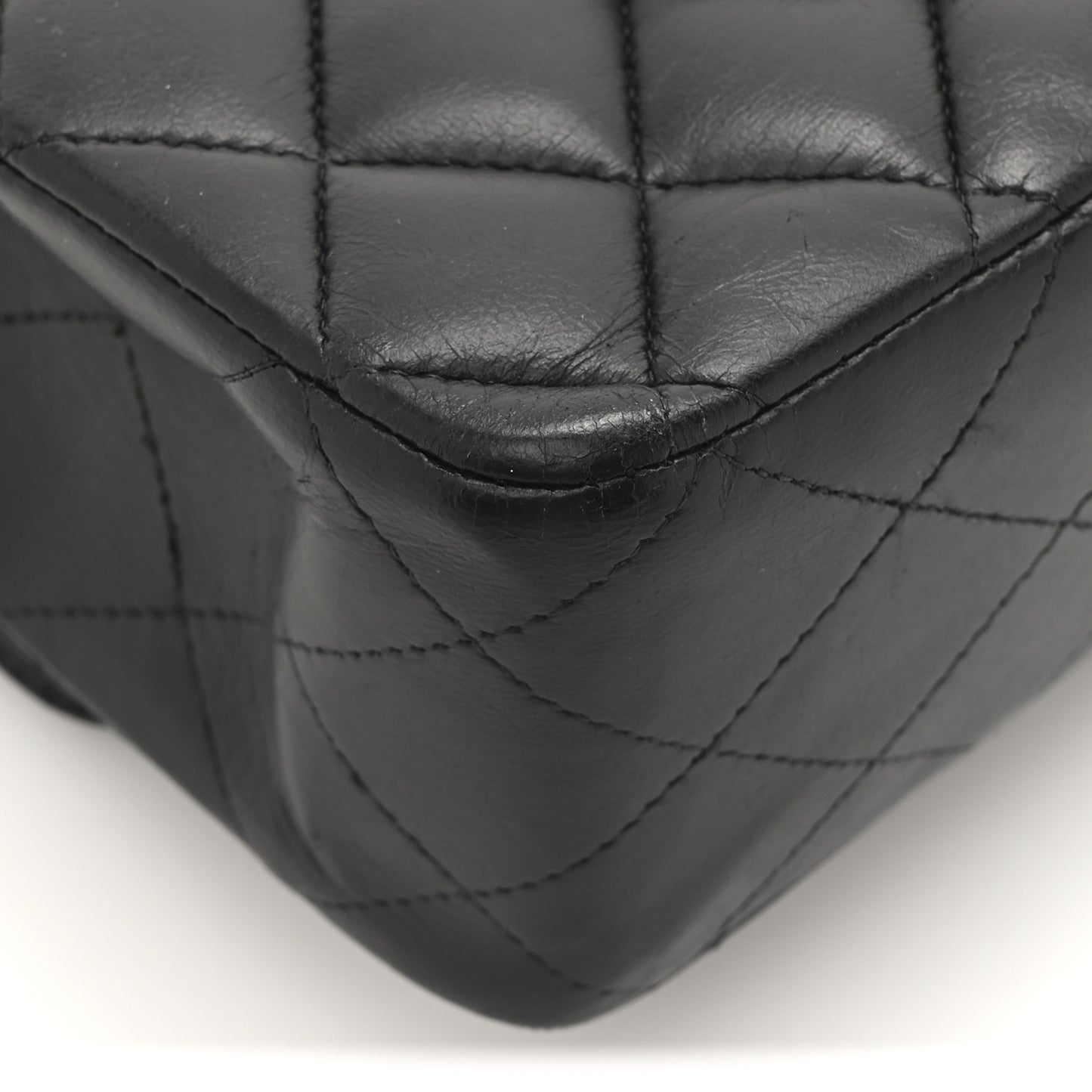 Lambskin Quilted Medium Double Flap Black
